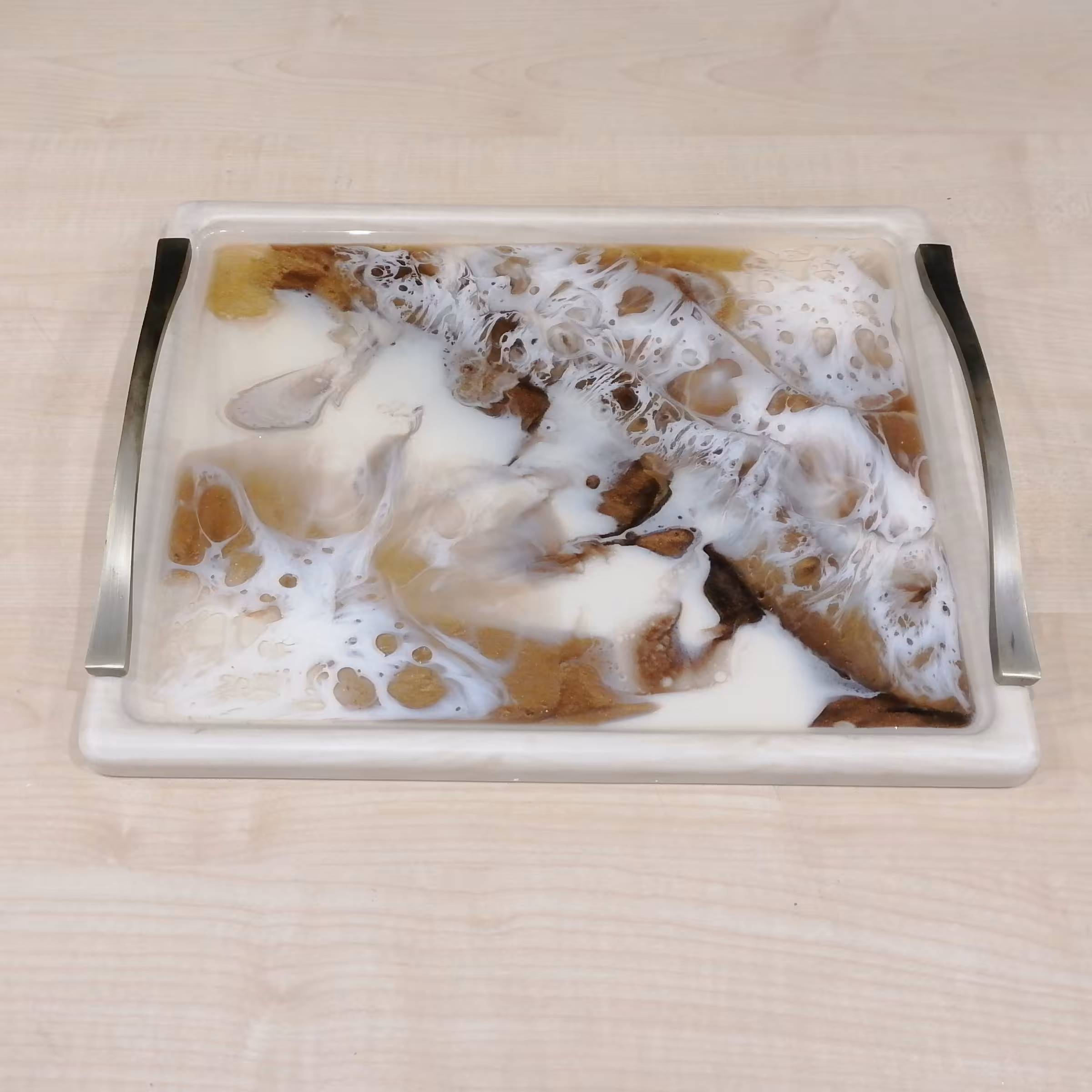 سینی پذیرایی رزین، مستطیل، ابعاد 35.28،همراه با دستگیره کوروم