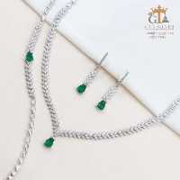 سرویس نقره نگین دار باگت خور کاملا مشابه جواهر عیار 925 کد 11267