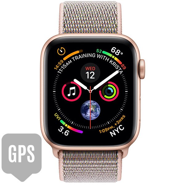سری 4 اسپرت زنانه 40 میلیمتری مدل Gold Aluminum Case with Pink Sand Sport Loop جی پی اس - Hiapple.ir