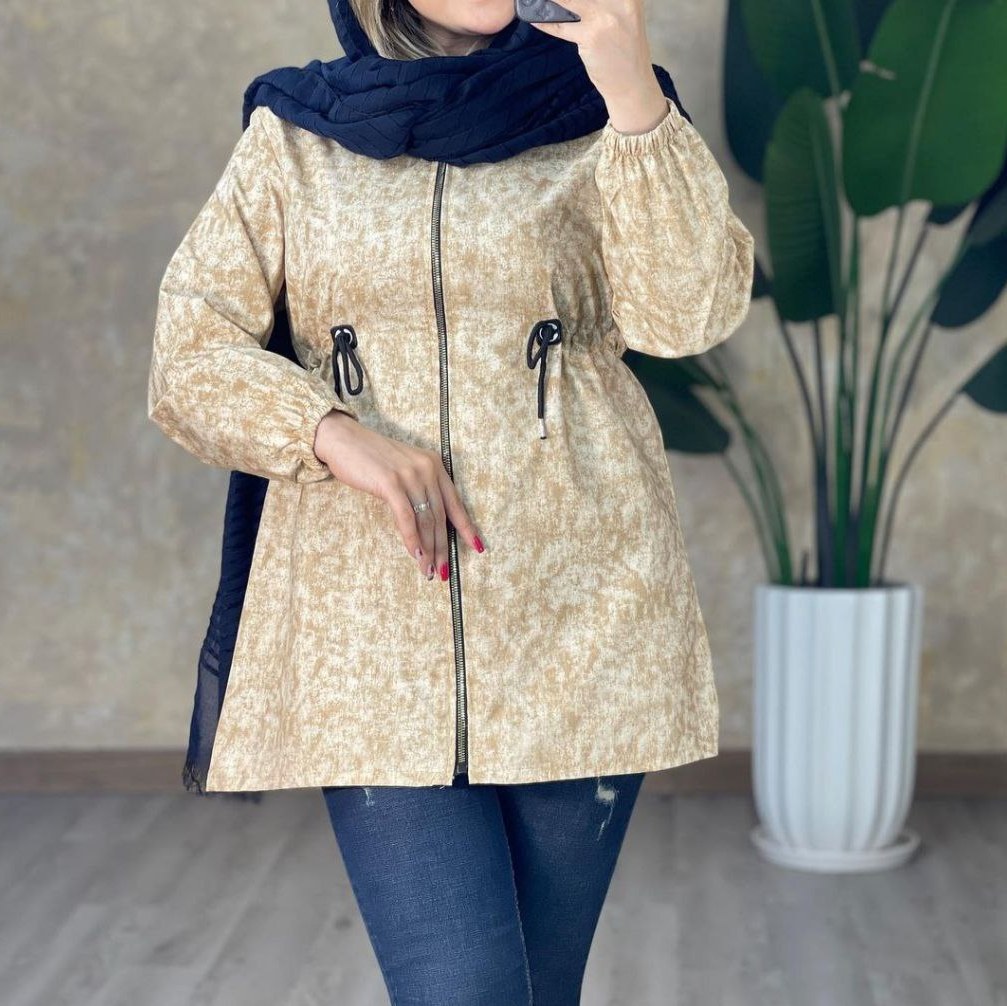مانتو ابرنگی کلاهدار جنس داکرون