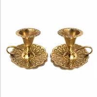 جاشمعی انگشتی برنجی جفتی مدل گل 05 وارداتی شمعدان برنزی 