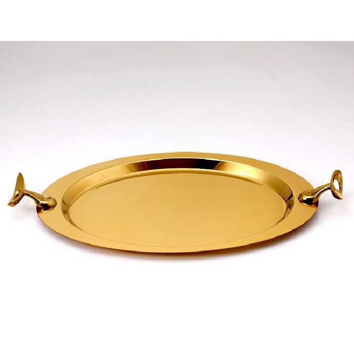 سینی بیضی تک استیل مدل لوپ (طلایی مات)