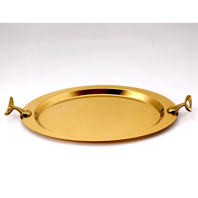 سینی بیضی تک استیل مدل لوپ (طلایی مات)