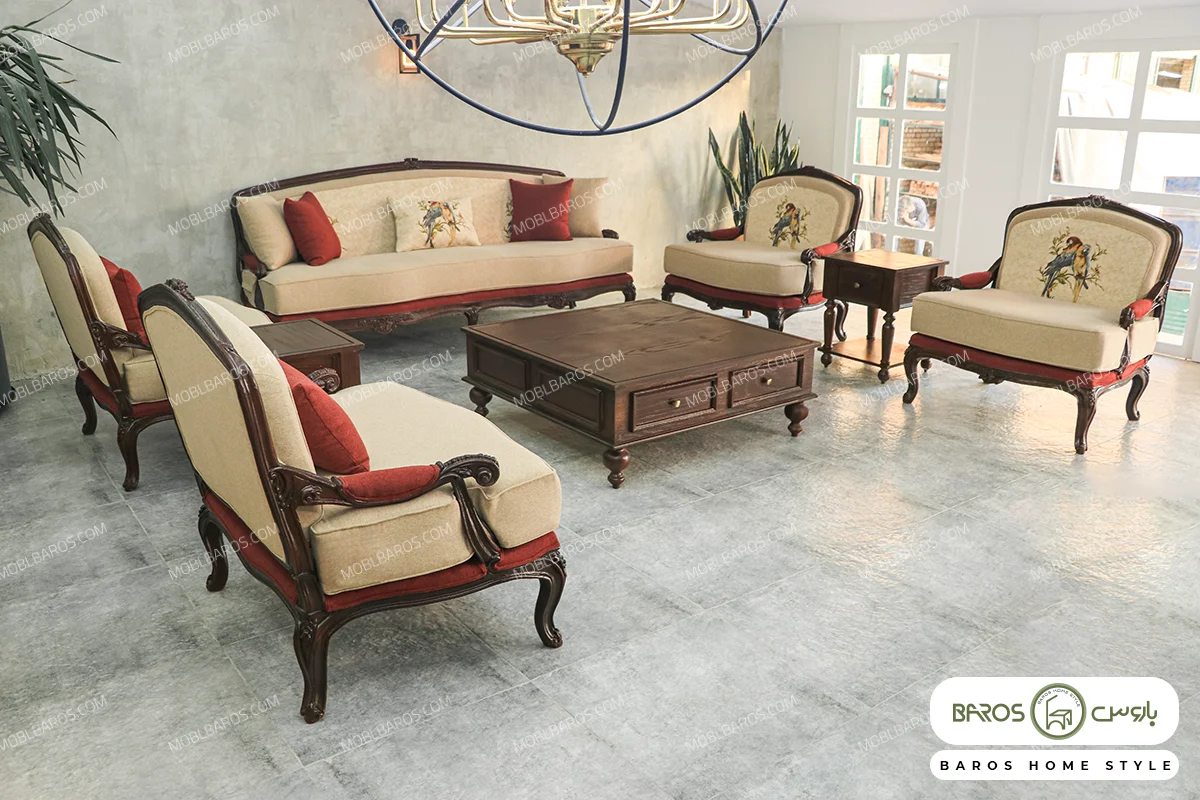 ست مبلمان ایتالیایی نئوکلاسیک مدل لورنزو تایپ C و A