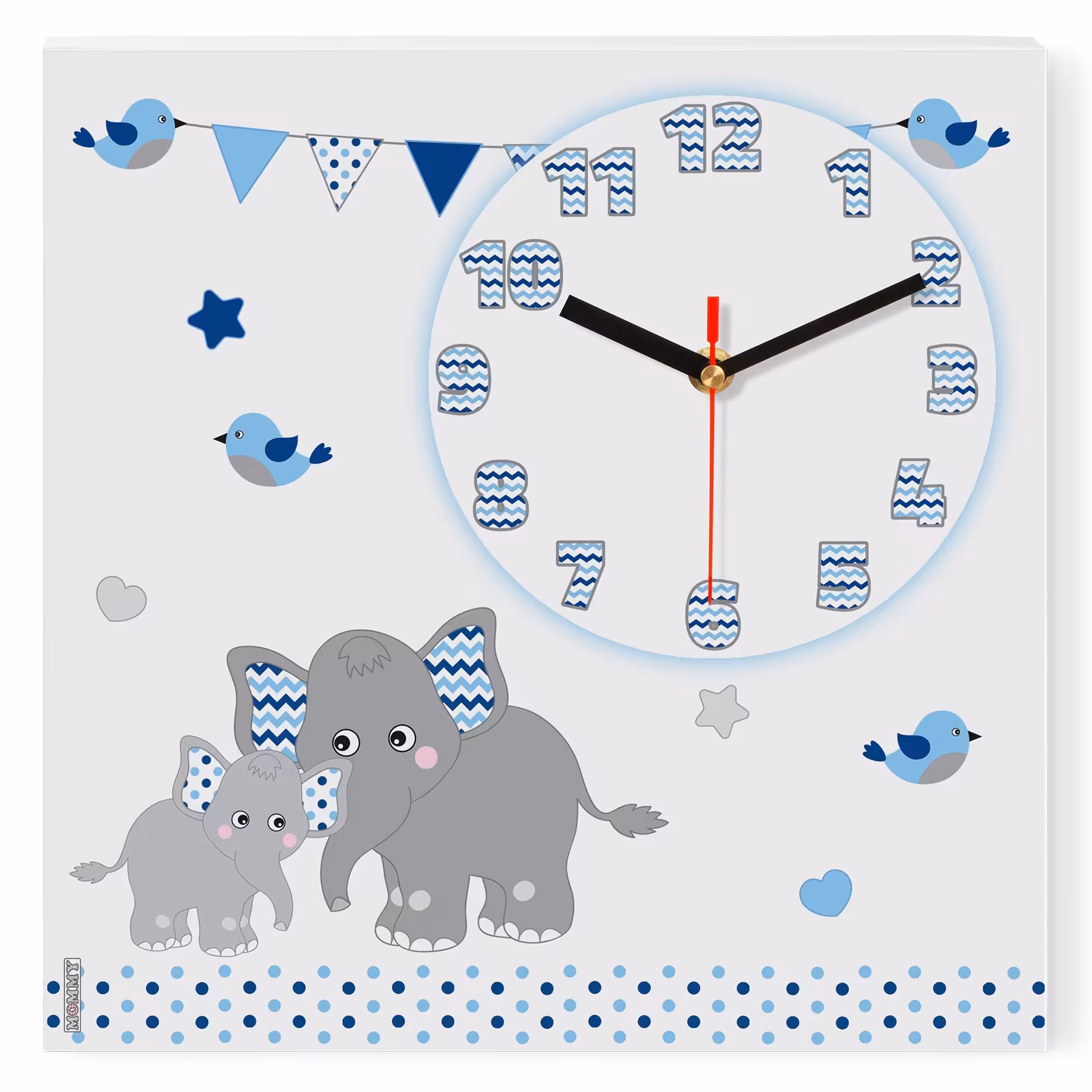 ساعت دیواری کودک MOMMY طرح فیل و پرچم کد 2022