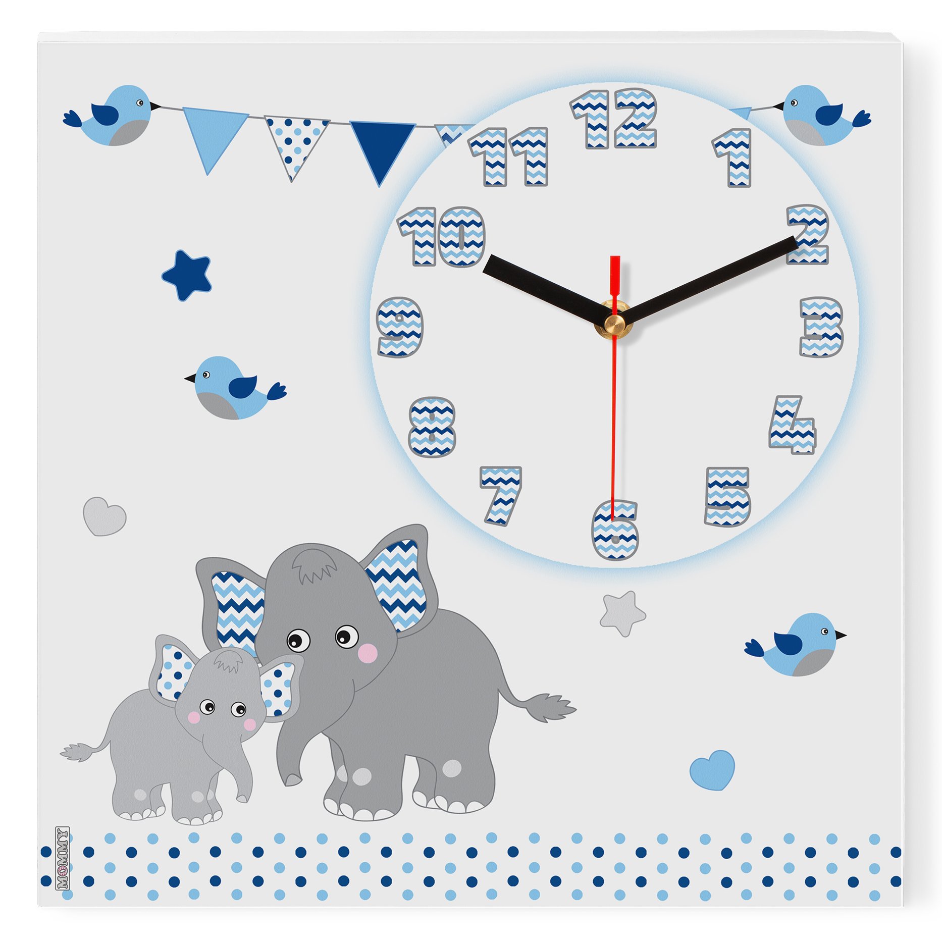 ساعت دیواری کودک MOMMY طرح فیل و پرچم کد 2022