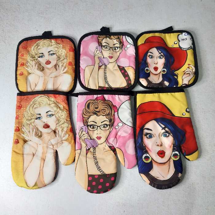 ست دستگیره و دستکش فر ( یک دستکش و یک دستگیره)