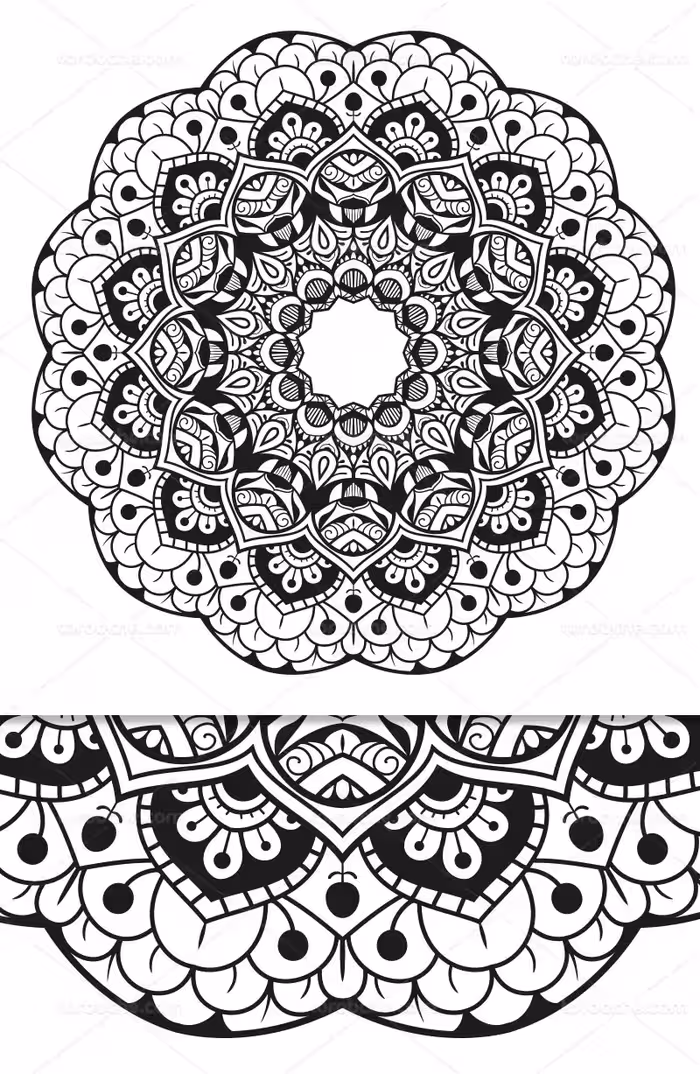 وکتور ماندالا مشکی سفید | گرافیک با طعم تربچه