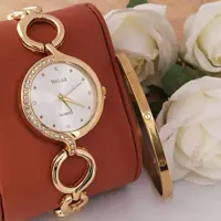 ساعت دخترانه والار با کیفیت بالا فانتزی جنس استیل با جعبه و باطری ودستبند اضافه 