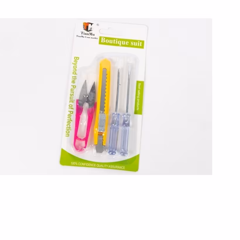 ست ابزار 4 تکه (  پیچ گوشتی دو سو -  چهار سو - کاتر - قیچی)