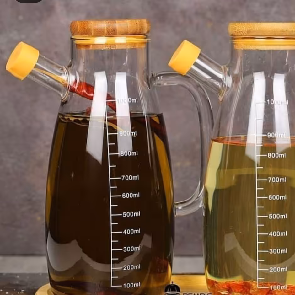 جاروغنی پیرکس ضخیم مستقیم روی شعله با درب بامبو 1000میل مدرج 