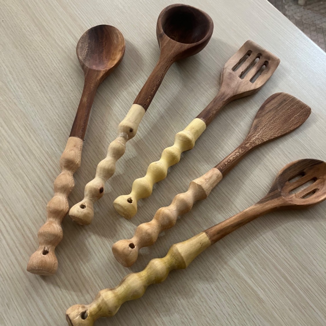 ست پنج تکه کفگیر و ملاقه چوبی 