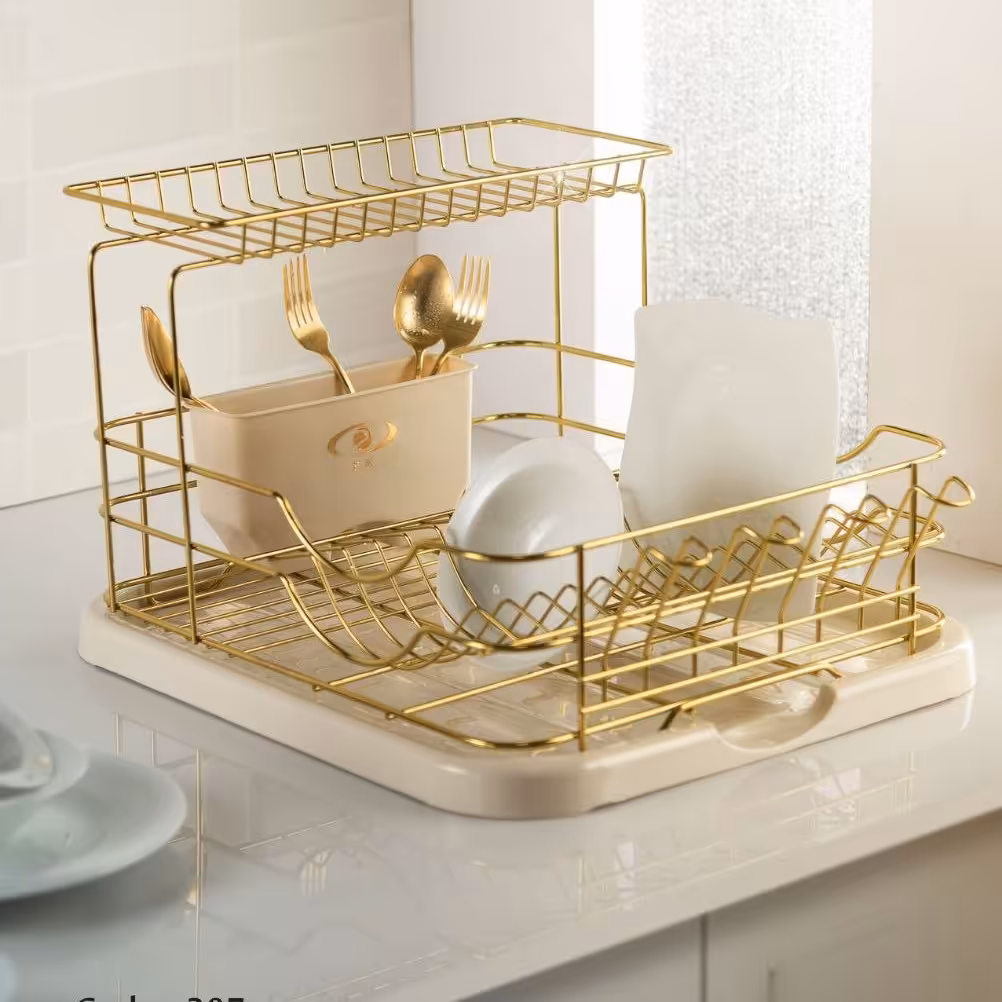 جاظرفی آبچکان رومیزی یک و نیم طبقه کرم طلایی مدل رویال غرفه نارنجی