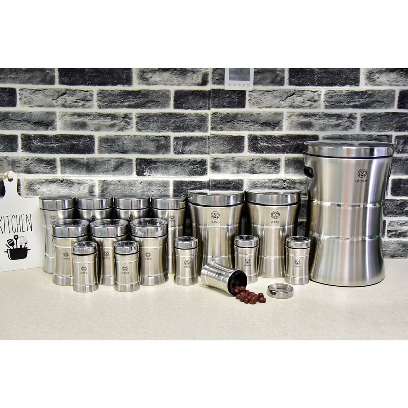 سرویس آشپزخانه اورانوس 17پارچه کلاسیک استیل خش دار درب استیل  
