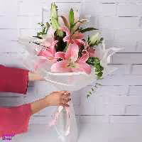 دسته گل طبیعی گل بازار مدل لیلیوم سورین