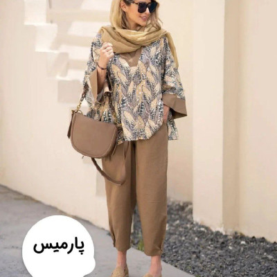 مانتو شلوار زنانه لنین مدل پارمیس - کد 815