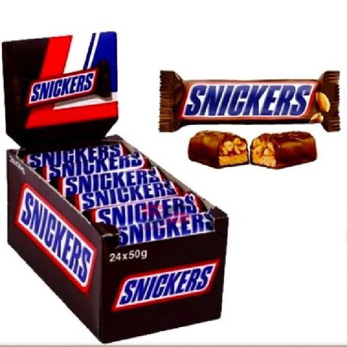 شکلات اسنیکرز با مغز بادام زمینی همراه با کارامل بسته ی 24 عددی