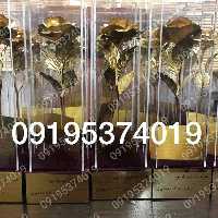 گل روکش طلا اصلی  با پایه رومیزی و شناسنامه اصالت کالا با امکان حک اسم و لوگو