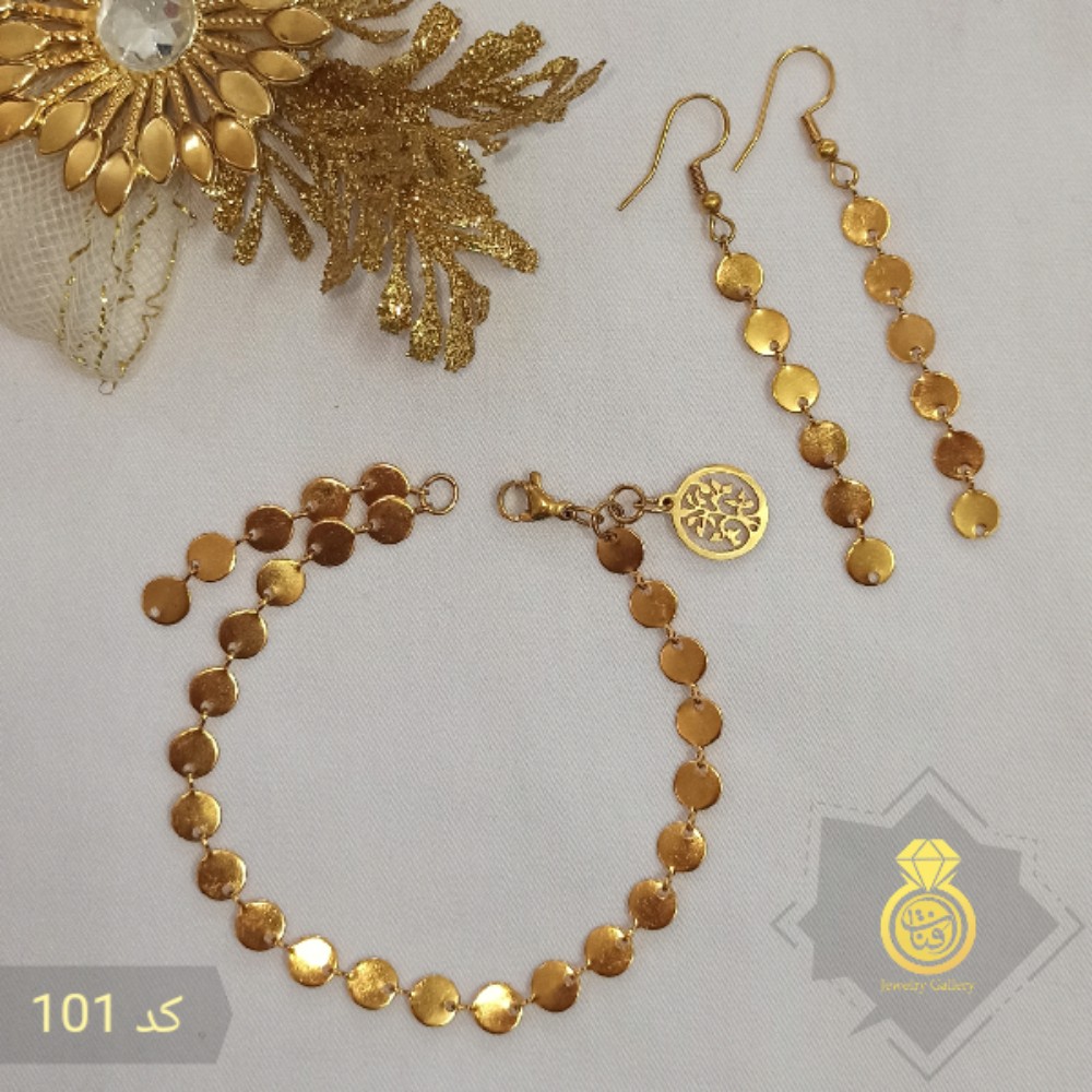 نیمست طرح پولکی تمام استیل رنگ مشابه طلا بدون ایجاد حساسیت 