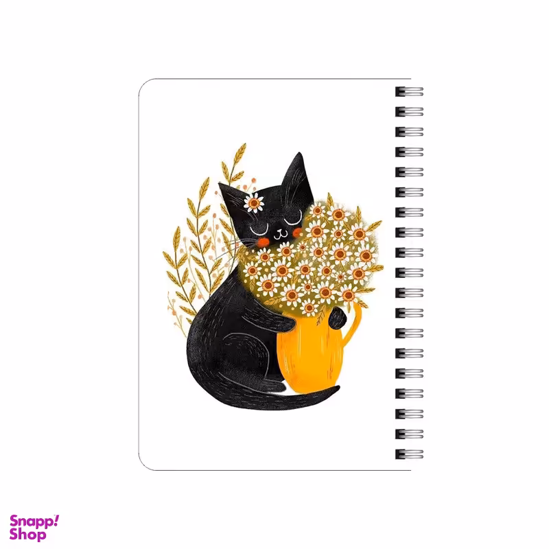 دفترچه یادداشت بامبیلیپ مدل چوبی طرح گربه و گلدان کد 0791247