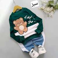 ست اسپرت بلوز دورس پنبه و شلوار طرح جین پنبه ای پاندا گلدوزی شده