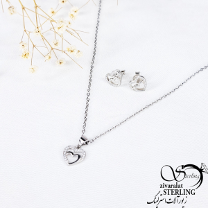 نیمست قلب دوقلو با نقره 925 کد 11119