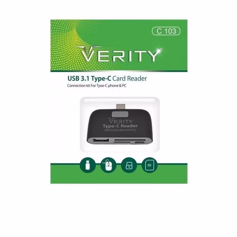 رم ریدر USB 3.1 برند VERITY مدل C103 نوع Type-C
