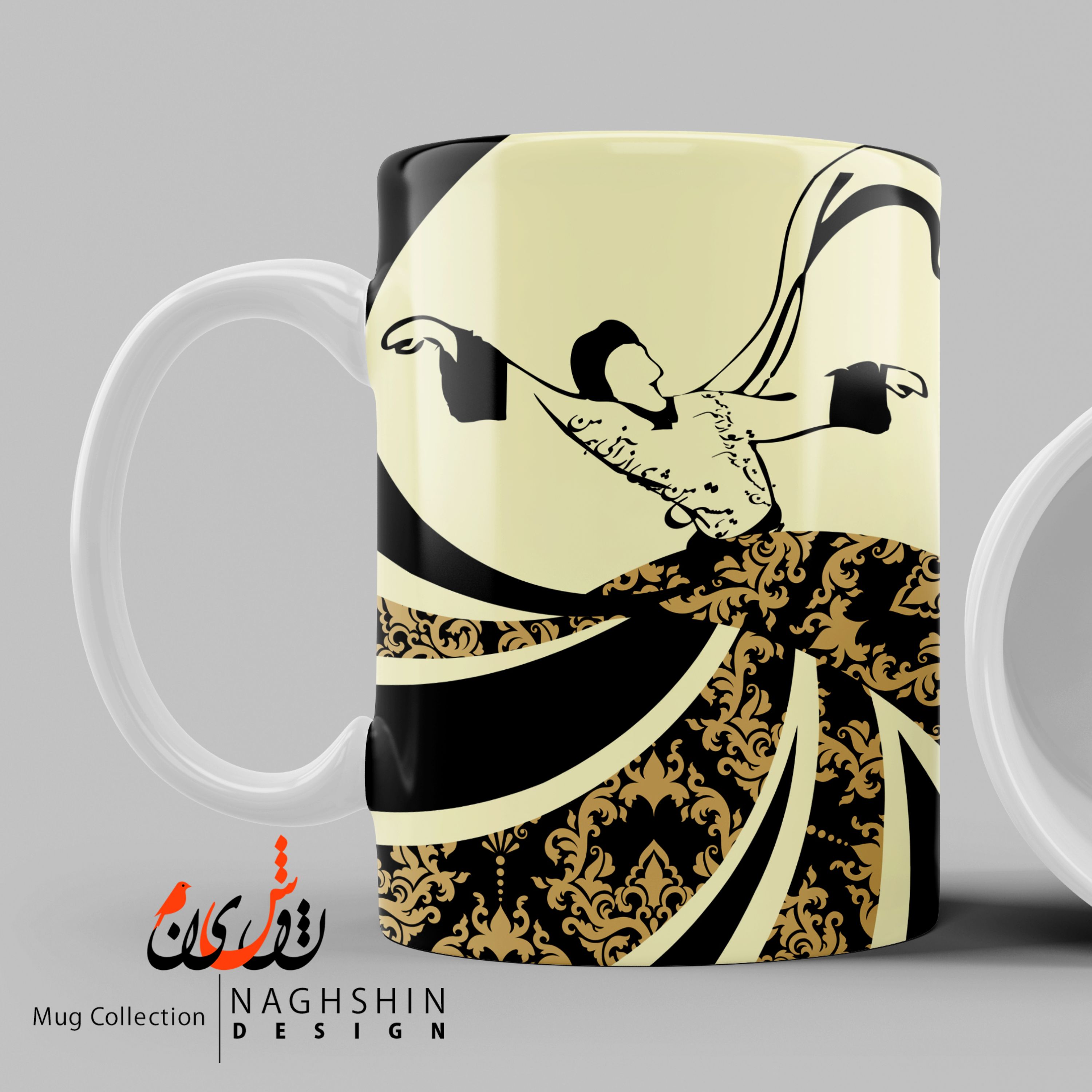 ماگ سرامیکی طرح شعر مولانا- من نیست شدم در تو - چاپ سابلیمیشن - کیفیت عالی