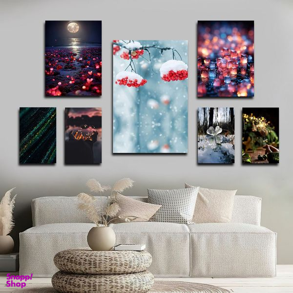 تابلو شاسی بکلیت طرح مدرن طبیعت و برف زمستان مدل SH-1661 مجموعه 7 عددی