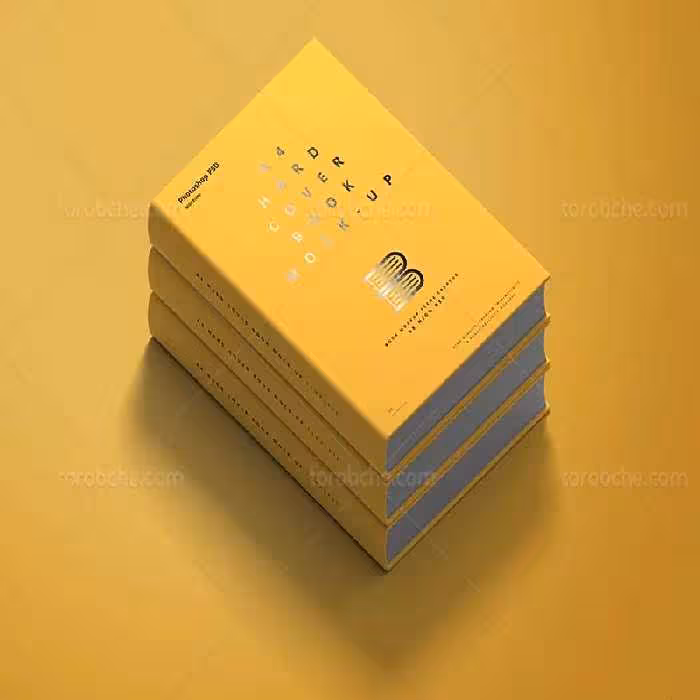 موکاپ لایه باز جلد کتاب از زاویه بالا | گرافیک با طعم تربچه
