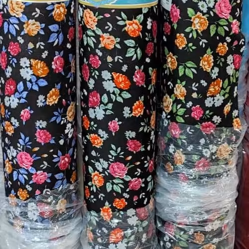 پارچه نخی گلدار کدری 90