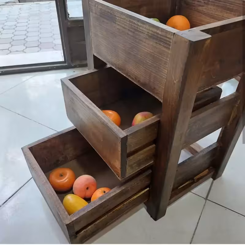 استند همه کاره جا سیب زمینی و پیاز سه طبقه چوبی چوب روس ضد آب پوشش روغن گیاهی