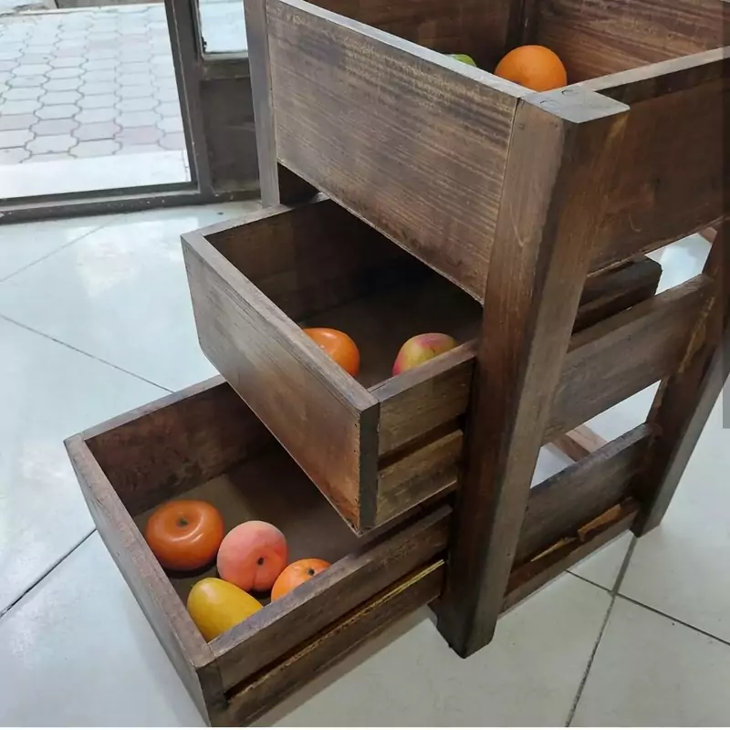 استند همه کاره جا سیب زمینی و پیاز سه طبقه چوبی چوب روس ضد آب پوشش روغن گیاهی