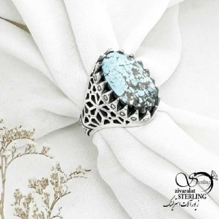 انگشتر فیروزه نیشابور نقره 925عیار کد 15222