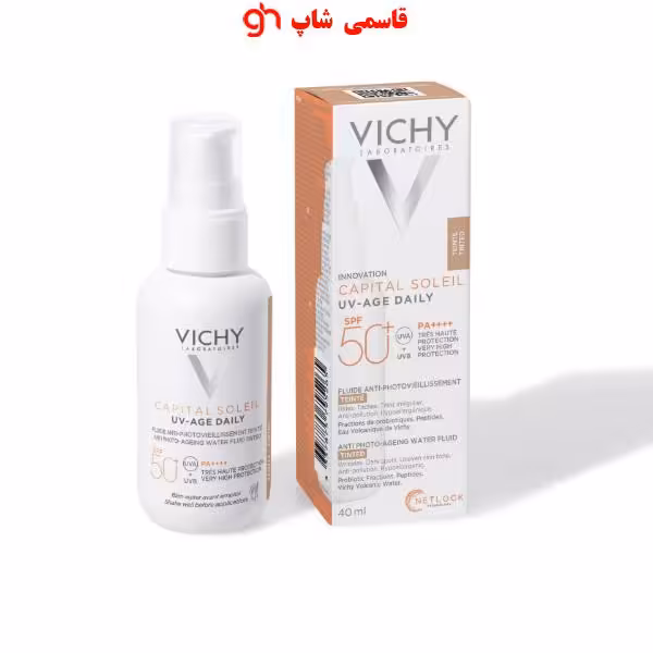 کرم ضد آفتاب و ضد پیری و جوانساز بی رنگ ویشی VICHI مدل Capital Soleil حجم 40 میل| ضد چروک و ضد لک، SPF50
