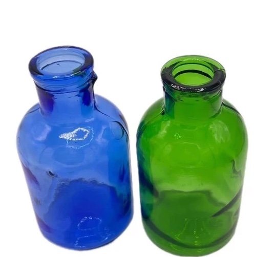 بطری شیشه ای مدل رنگی مجموعه 6 عددی آبی رنگ