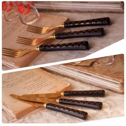 چاقو و چنگال  سرامیکی استیل طلایی فالکون آلمانی