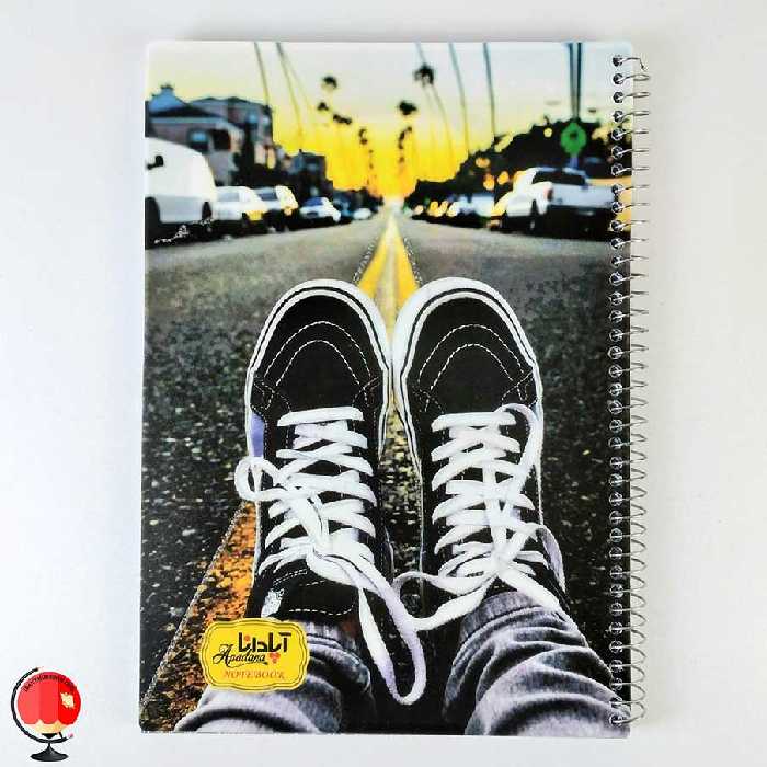 دفتر مشق 80 برگ سیمی طرح کتونی جلد طلقی آپادانا