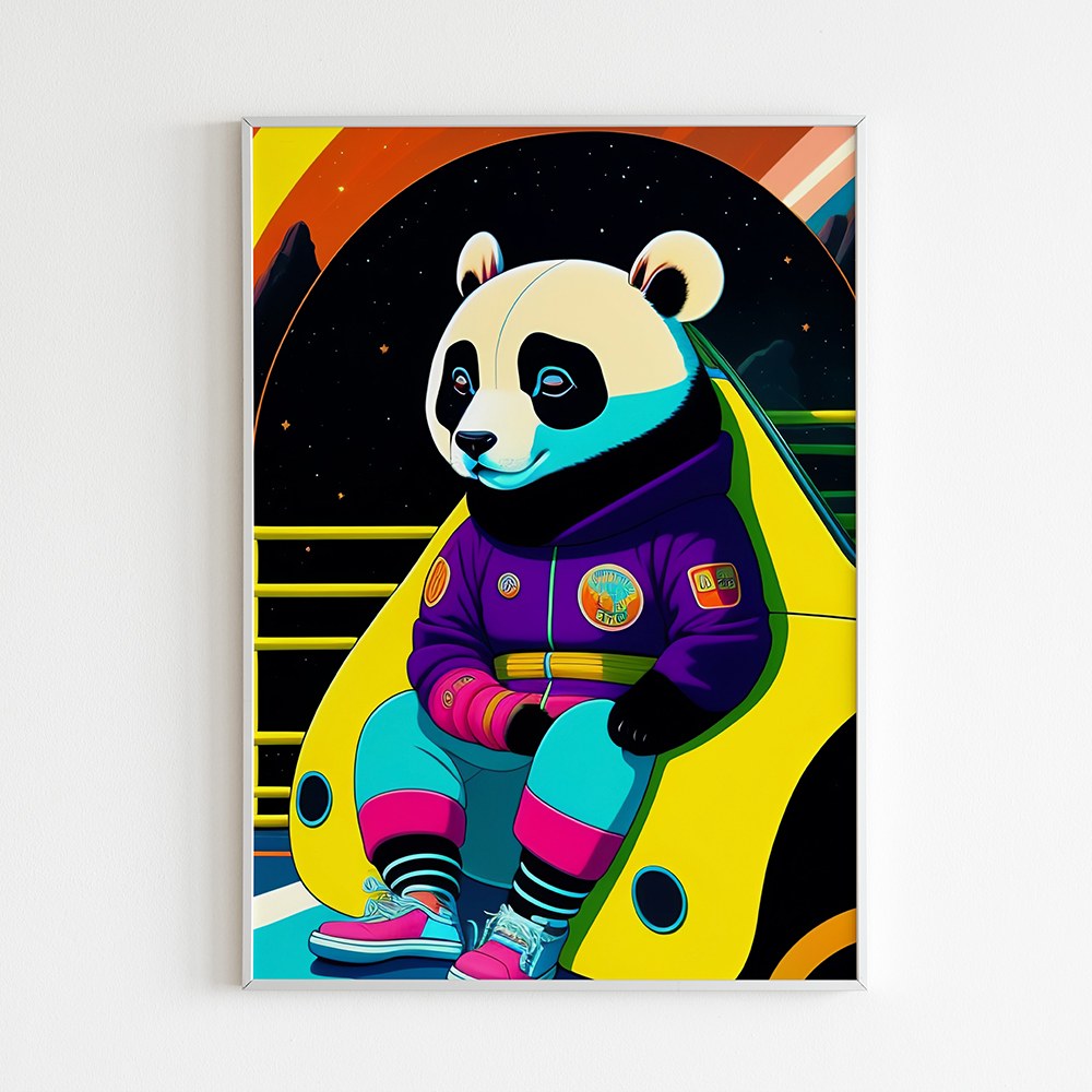 تابلو طرح پاندا با قاب 21در30 سفید مدل AX5