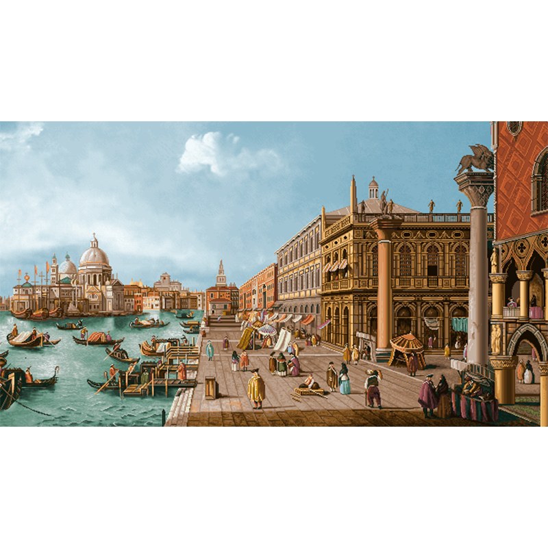 نخ و نقشه تابلو فرش منظره شهر ونیز کد NV813