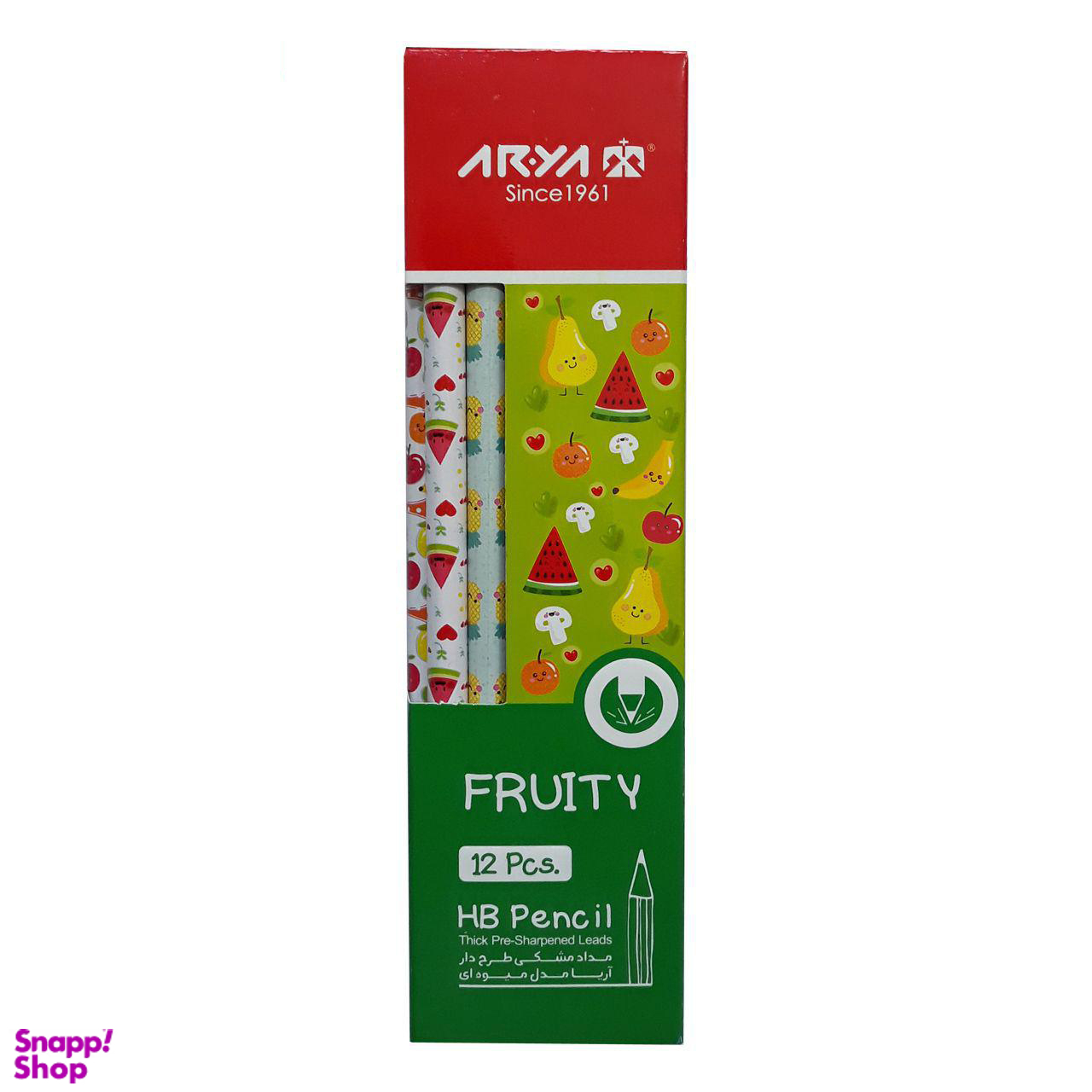 مداد مشکی آریا مدل FRUITY کد A3 بسته 12 عددی