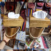  ست سطل و جا دستمالی چوبی اعلی 