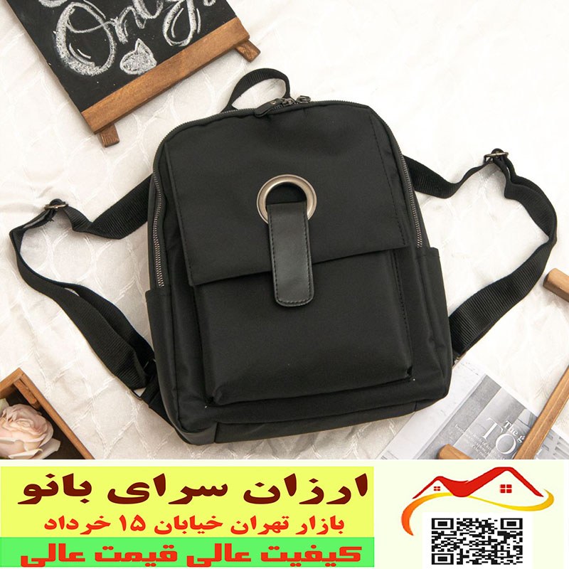 کوله پشتی دخترانه زنانه  کیف دوشی شیک جنس دیبا  ابعاد 26 در 35 کد 2609022 