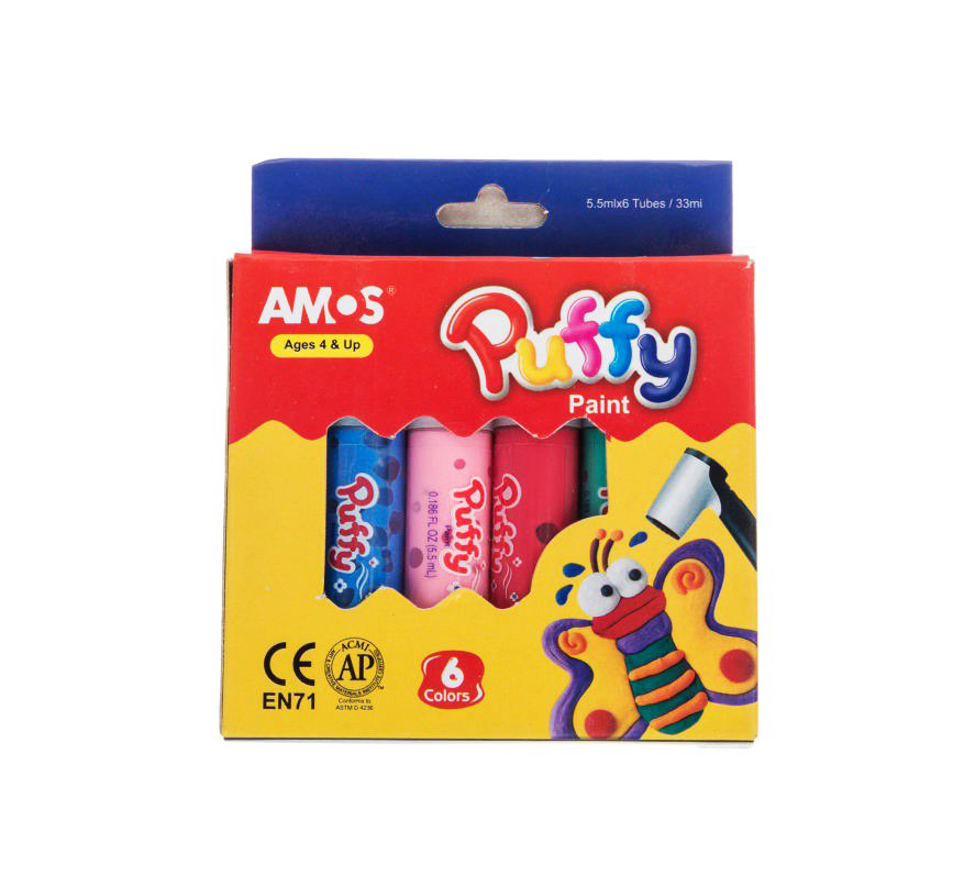 ماژیک پفی 6 رنگ کوتاه آموس