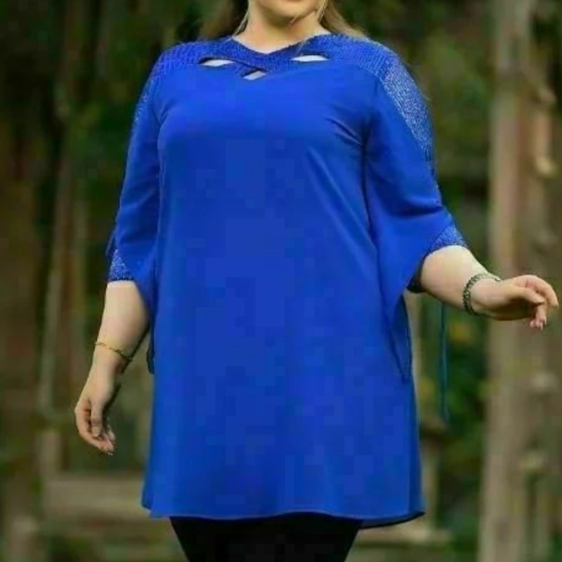 تونیک مجلسی حریر و پولک آبی کاربنی
