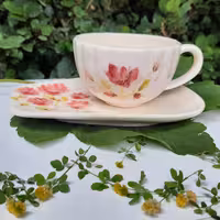 ظروف سرامیکی دست ساز  کاملا مصرفی قابل شست و شو در ماشین ظرف شویی دو بار پخت لعاب بدون سرب.