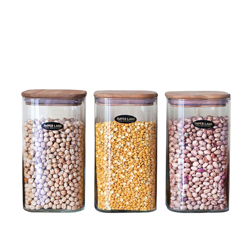 جای حبوبات شیشه ای مربع سایز 2 امپرلند