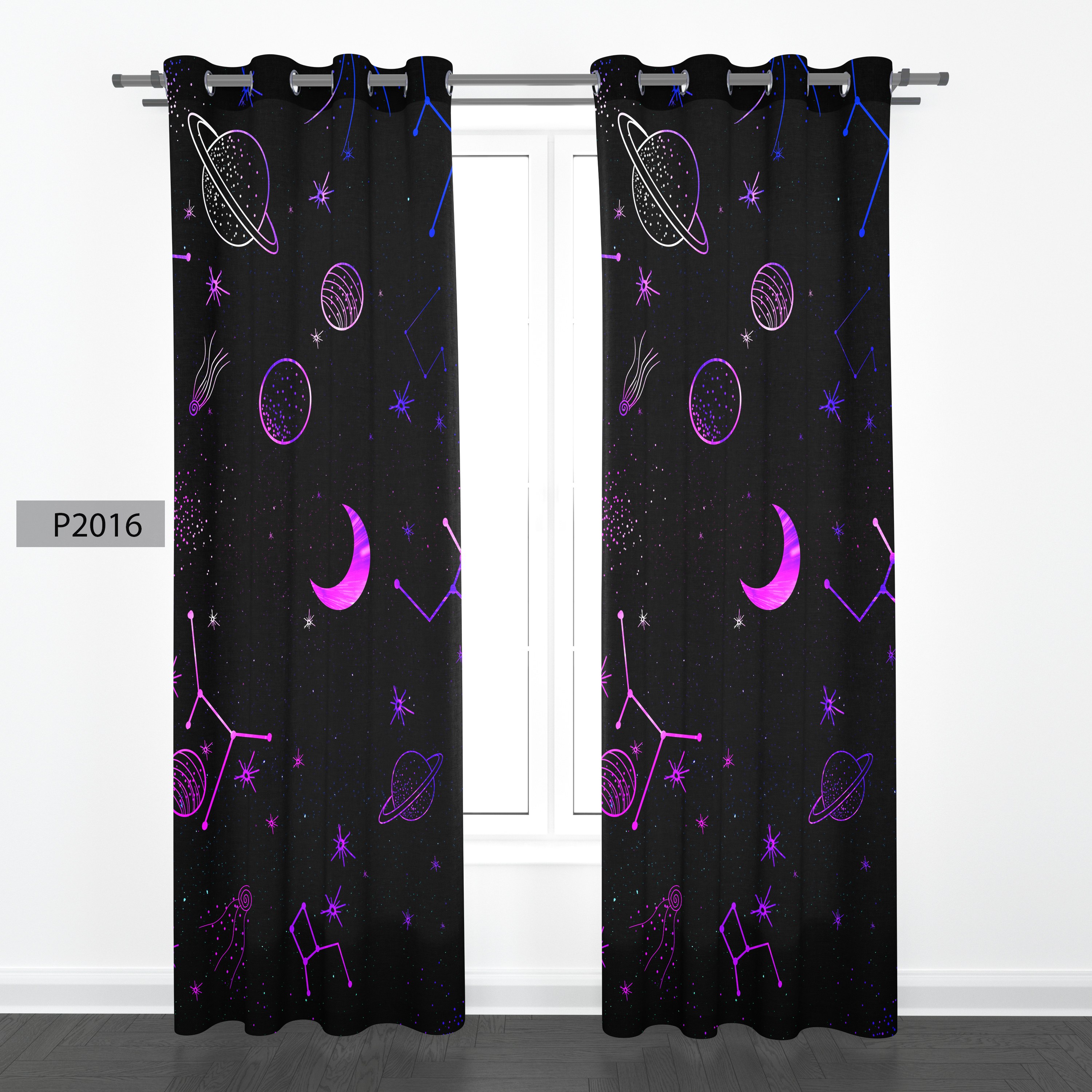 پرده هازان چاپی دو قواره دوخته شده پانچ شده هر قواره عرض 140ارتفاع190کد2016