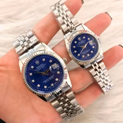 ساعت ست رولکس نقره ای صفحه سورمه ای