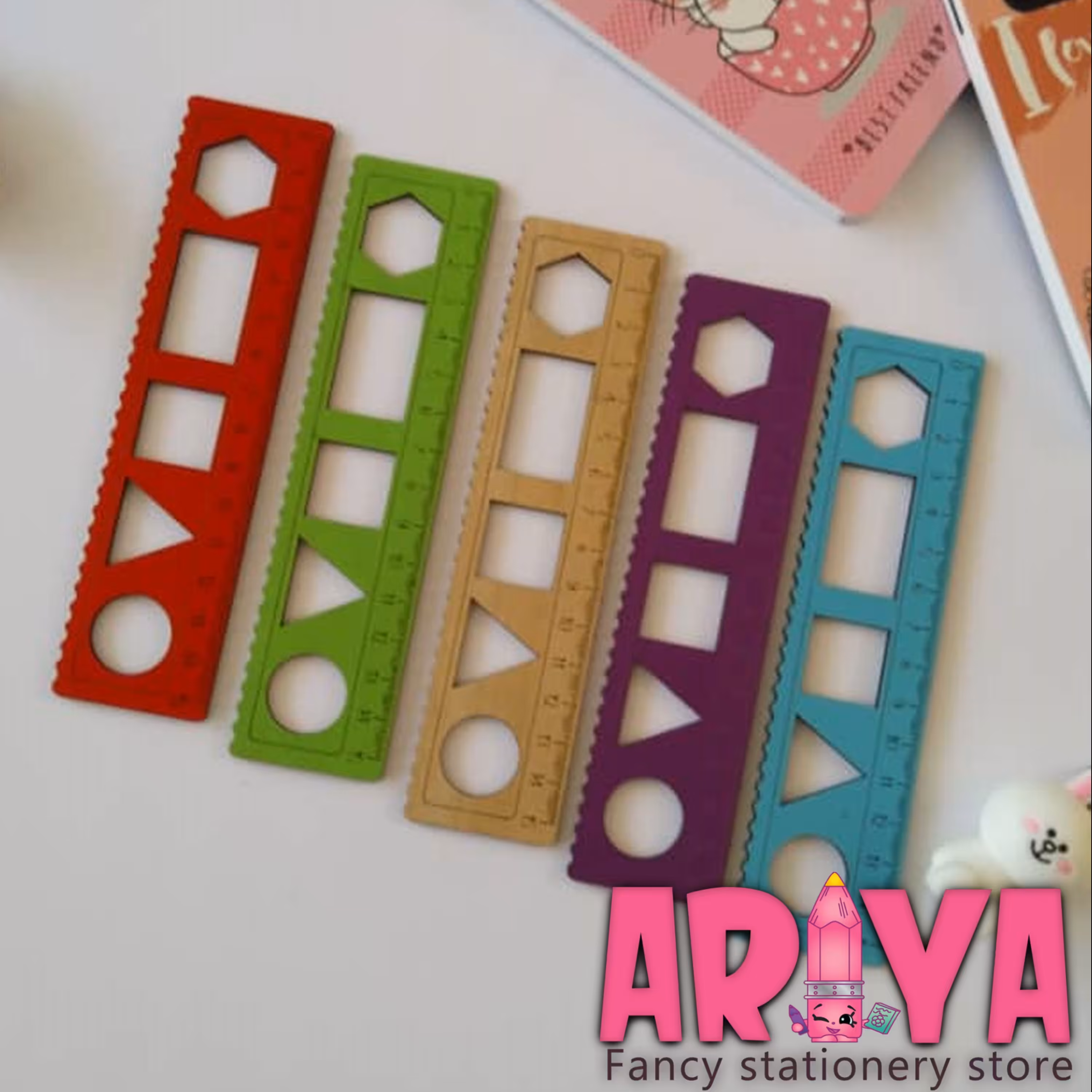 خط کش و شابلون چوبی  طرح ساده و کلت